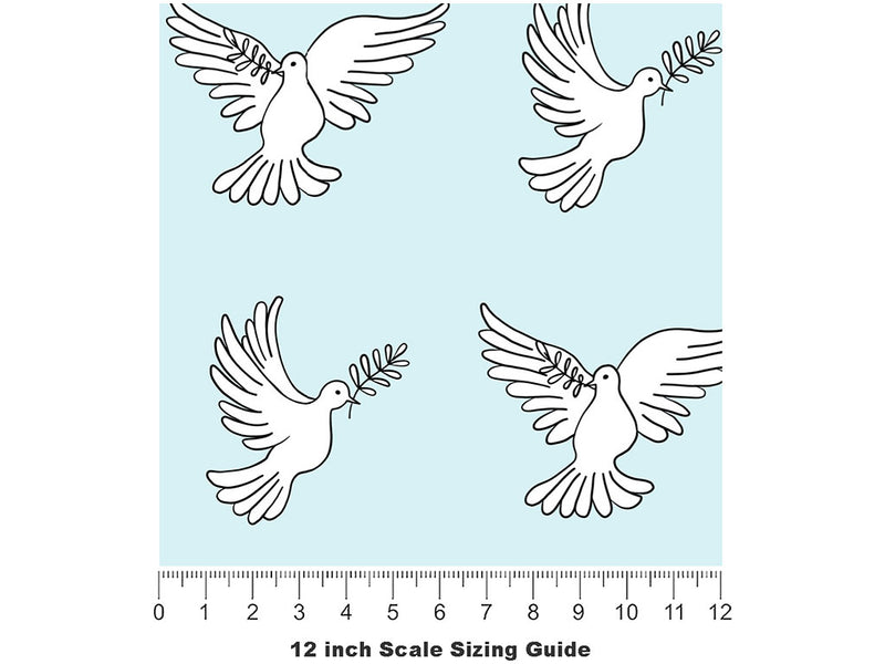 Faithful Innocence Birds Vinyl Film Pattern Size 12 inch Scale~Rwraps Faithful Innocence Birds Sizing Chart~2