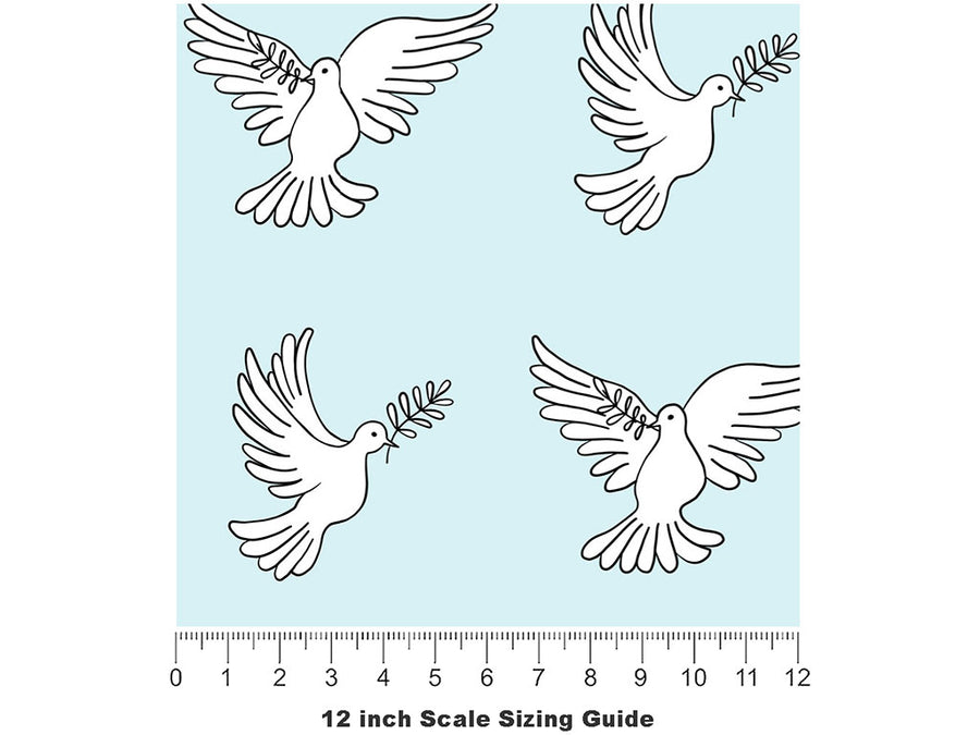 Faithful Innocence Birds Vinyl Film Pattern Size 12 inch Scale~Rwraps Faithful Innocence Birds Sizing Chart~2