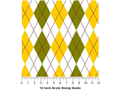 Fallen Leaves Argyle Vinyl Film Pattern Size 12 inch Scale~Rwraps Fallen Leaves Argyle Sizing Chart~2