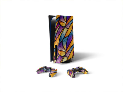 falling leaves stained glass Sony PS5 DIY Skin