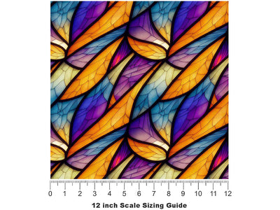 Falling Leaves Stained Glass Vinyl Film Pattern Size 12 inch Scale~Rwraps Falling Leaves Stained Glass Sizing Chart~2