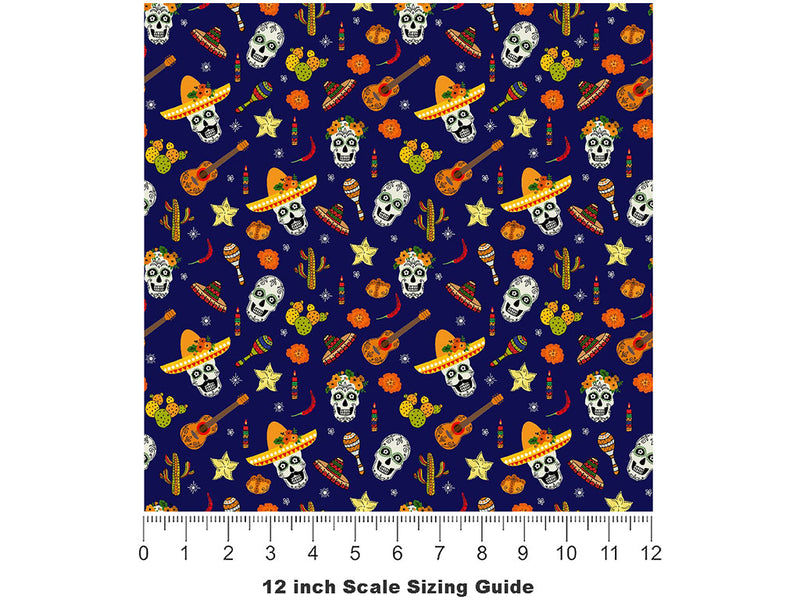 Family Fiesta Day of the Dead Vinyl Film Pattern Size 12 inch Scale~Rwraps Family Fiesta Day of the Dead Sizing Chart~2