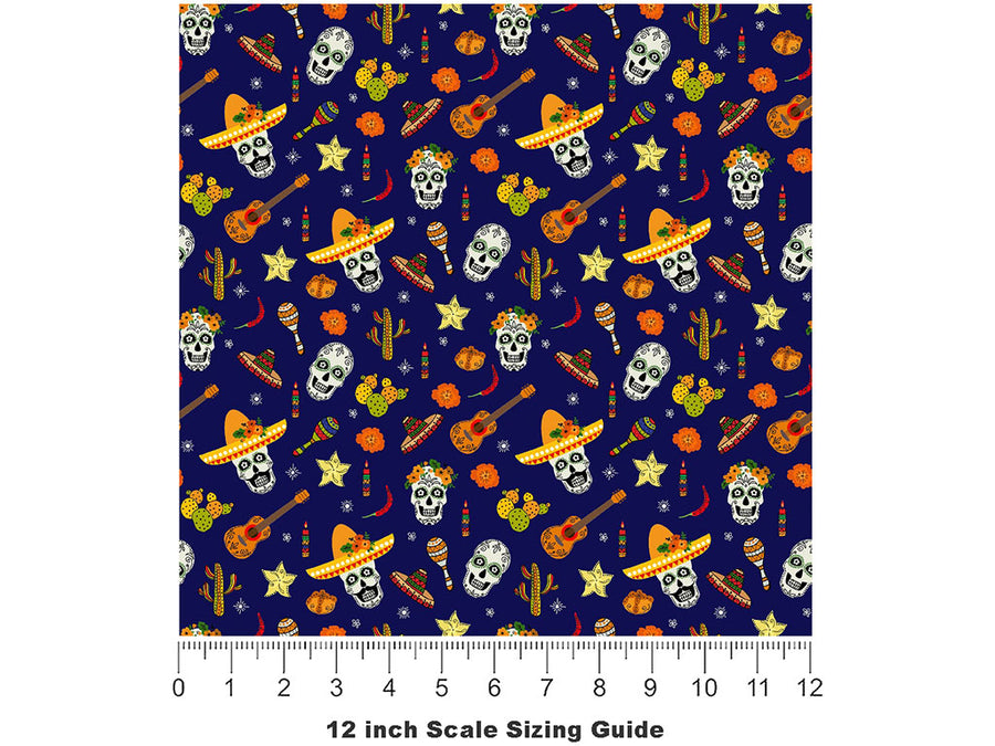 Family Fiesta Day of the Dead Vinyl Film Pattern Size 12 inch Scale~Rwraps Family Fiesta Day of the Dead Sizing Chart~2