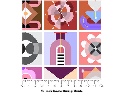 Fascination Combination Mosaic Vinyl Film Pattern Size 12 inch Scale~Rwraps Fascination Combination Mosaic Sizing Chart~2
