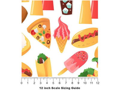 Fast Food Americana Vinyl Film Pattern Size 12 inch Scale~Rwraps Fast Food Americana Sizing Chart~3