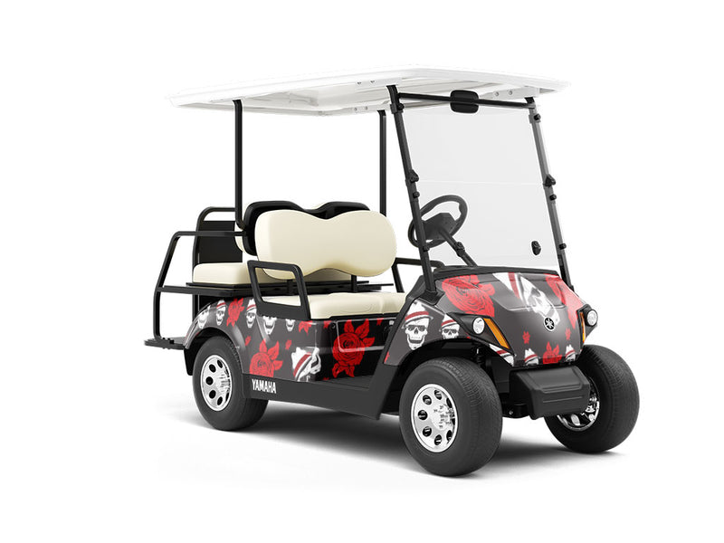 Fedora Skull Halloween Wrapped Golf Cart
