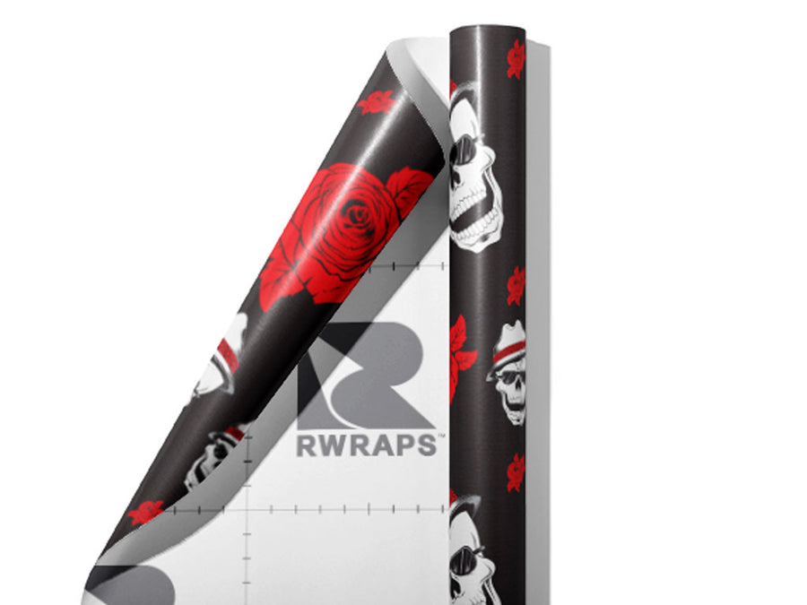 Fedora Skull Halloween Wrap Film Sheets~Rwraps Series 914 Fedora Skull Halloween Scrolled Sheet~3