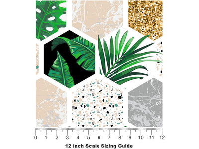 Fern Hexagonal Tile Vinyl Film Pattern Size 12 inch Scale~Rwraps Fern Hexagonal Tile Sizing Chart~3