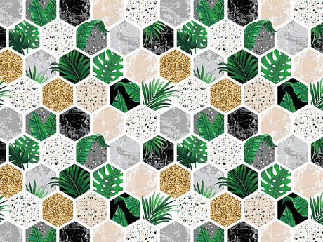 Fern Hexagonal Tile Vinyl Wrap Pattern~Rwraps Series 914 Digitally Printed Vinyl Wrap~0