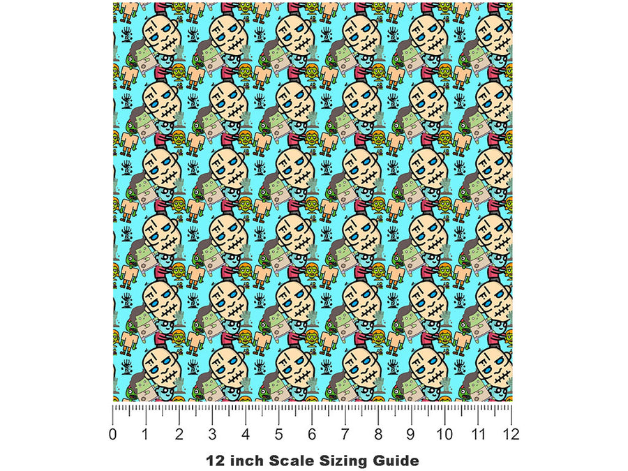 Fiendish Family Zombie Vinyl Film Pattern Size 12 inch Scale~Rwraps Fiendish Family Zombie Sizing Chart~2
