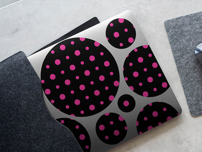 fierce fuchsia polka dot DIY Laptop Stickers