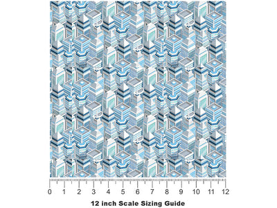 Financial District Cityscape Vinyl Film Pattern Size 12 inch Scale~Rwraps Financial District Cityscape Sizing Chart~3