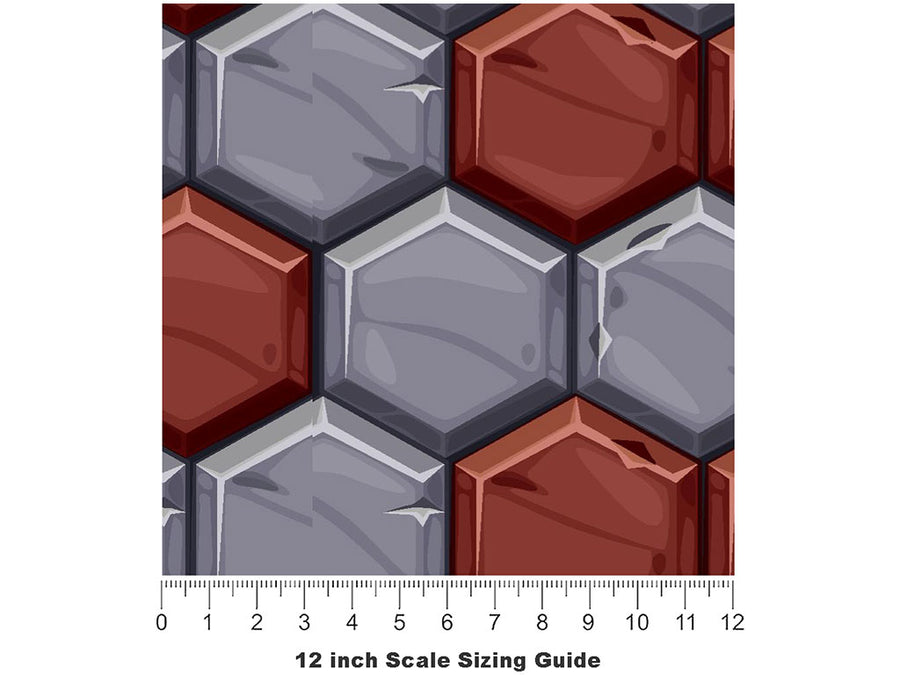 Fire Engine Red Brick Vinyl Film Pattern Size 12 inch Scale~Rwraps Fire Engine Red Brick Sizing Chart~3