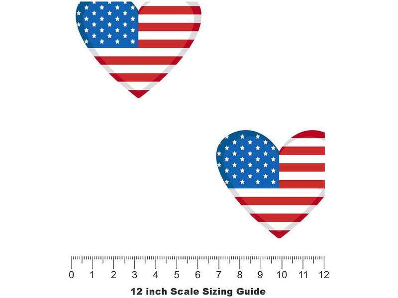 Flag Love Americana Vinyl Film Pattern Size 12 inch Scale~Rwraps Flag Love Americana Sizing Chart~3