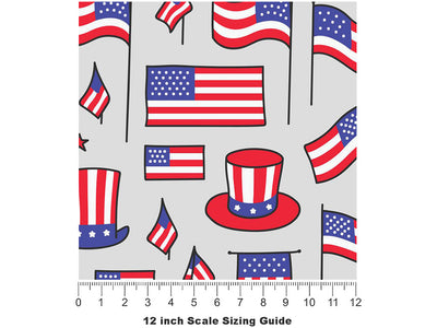 Flagging Down Americana Vinyl Film Pattern Size 12 inch Scale~Rwraps Flagging Down Americana Sizing Chart~3