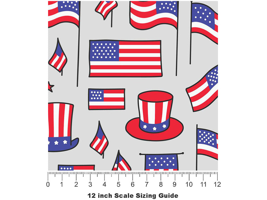 Flagging Down Americana Vinyl Film Pattern Size 12 inch Scale~Rwraps Flagging Down Americana Sizing Chart~3