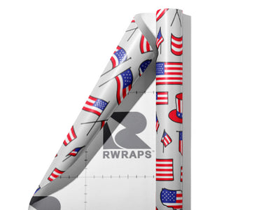 Flagging Down Americana Wrap Film Sheets~Rwraps Series 914 Flagging Down Americana Scrolled Sheet~4