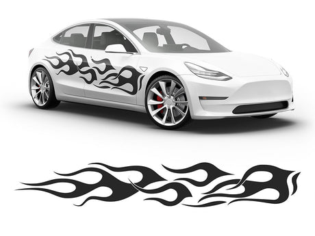 3M Matte Black Flames Body Graphic~Full Side Auto Decal Kit~0