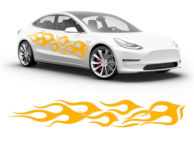 3M Sunflower Yellow Flames Body Graphic~Full Side Auto Decal Kit~0
