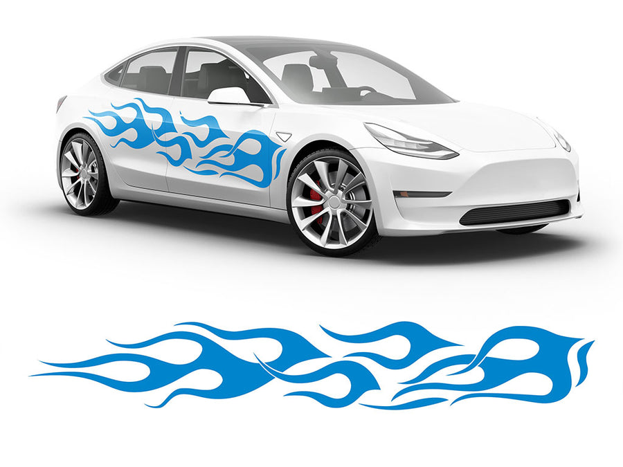 3M Light Blue Flames Body Graphic~Full Side Auto Decal Kit~0