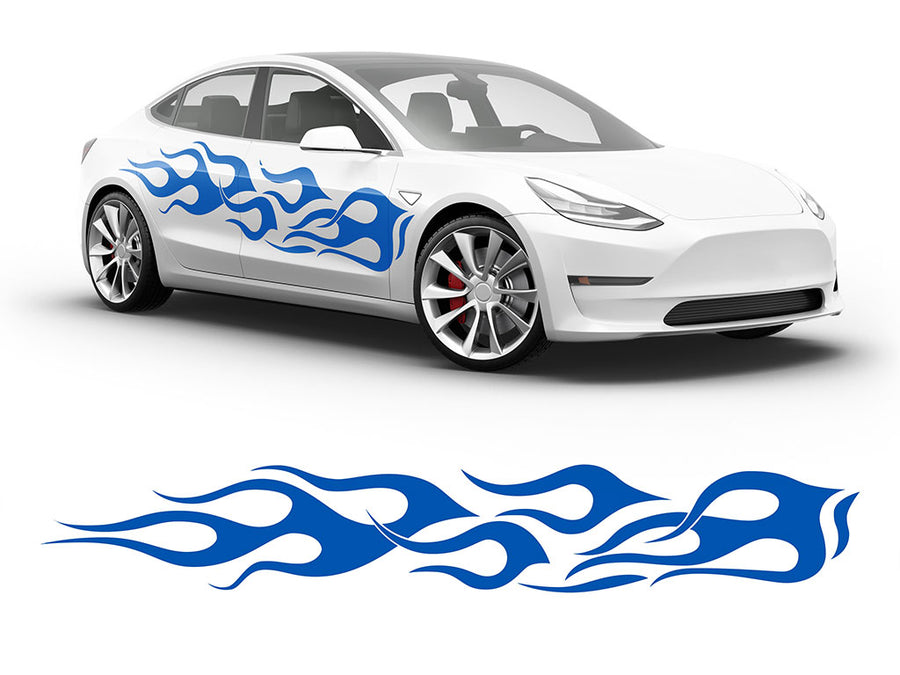 3M Azure Blue Flames Body Graphic~Full Side Auto Decal Kit~0