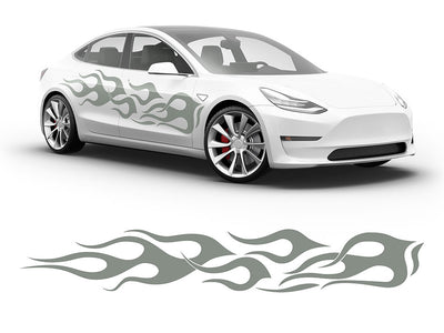 3M Light Gray Flames Body Graphic~Full Side Auto Decal Kit~0