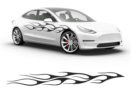 3M Matte Black Flames in the Wind Body Graphic~Full Side Auto Decal Kit~0