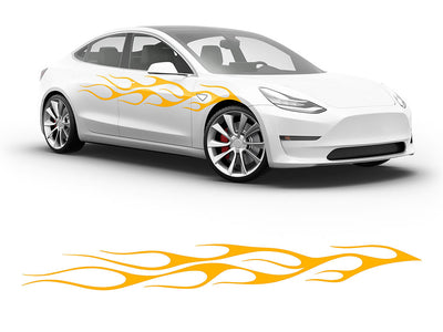 3M Sunflower Yellow Flames in the Wind Body Graphic~Full Side Auto Decal Kit~0