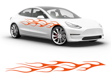 3M Bright Orange Flames in the Wind Body Graphic~Full Side Auto Decal Kit~0