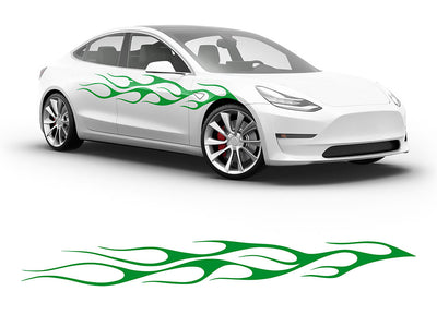 3M Bright Green Flames in the Wind Body Graphic~Full Side Auto Decal Kit~0