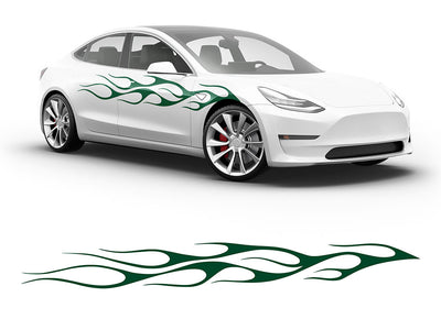 3M Dark Green Flames in the Wind Body Graphic~Full Side Auto Decal Kit~0