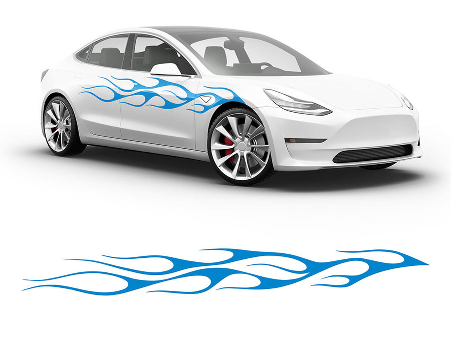 3M Light Blue Flames in the Wind Body Graphic~Full Side Auto Decal Kit~0