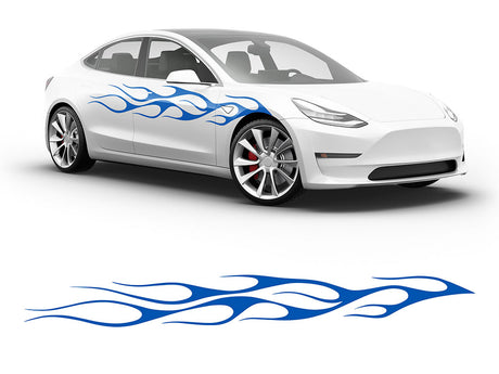 3M Azure Blue Flames in the Wind Body Graphic~Full Side Auto Decal Kit~0