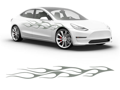 3M Light Gray Flames in the Wind Body Graphic~Full Side Auto Decal Kit~0