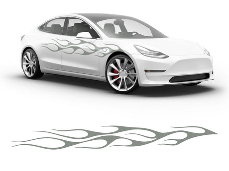 3M Light Gray Flames in the Wind Body Graphic~Full Side Auto Decal Kit~0
