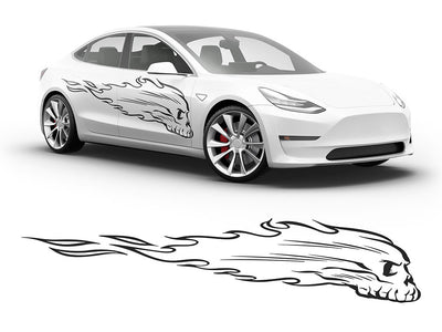 Flaming Skull Body Graphic~Full Side Auto Decal Kit~0