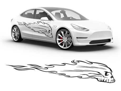 Flaming Skull Body Graphic~Full Side Auto Decal Kit~0