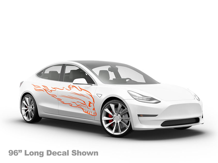 Flaming Skull Car Sticker Body Graphic