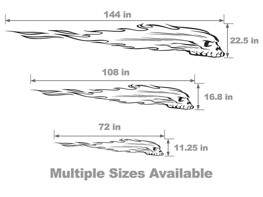 Flaming Skull Vehicle Body Graphic Size Chart