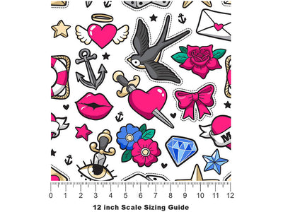 Flash Sheet Sticker Bomb Vinyl Film Pattern Size 12 inch Scale~Rwraps Flash Sheet Sticker Bomb Sizing Chart~3