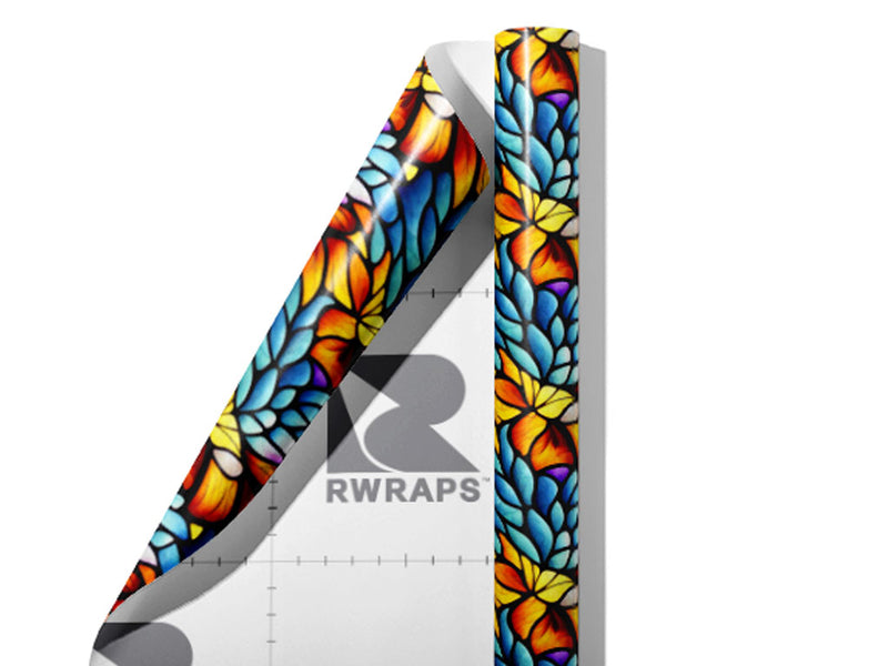 Floating Leaves Stained Glass Wrap Film Sheets~Rwraps Series 914 Floating Leaves Stained Glass Scrolled Sheet~3
