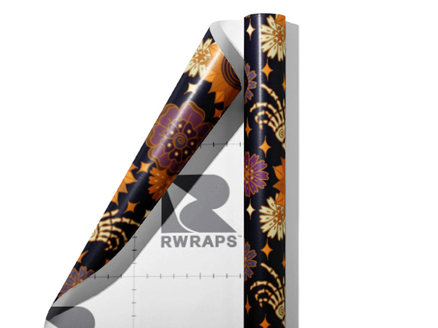 Floral Fingers Halloween Wrap Film Sheets~Rwraps Series 914 Floral Fingers Halloween Scrolled Sheet~3