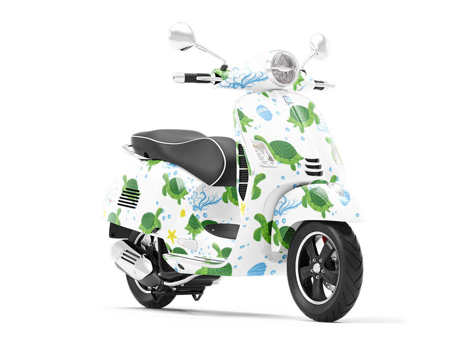 Floral Shells Marine Life Vespa Scooter Wrap Film