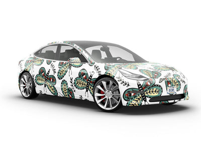 Florally Embedded Bug Vehicle Vinyl Wrap