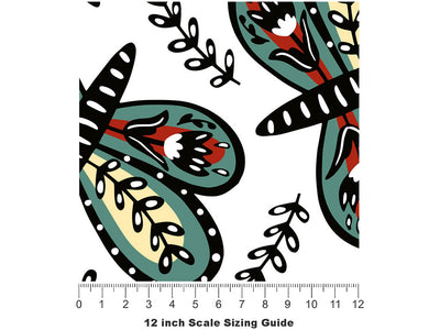 Florally Embedded Bug Vinyl Film Pattern Size 12 inch Scale~Rwraps Florally Embedded Bug Sizing Chart~2