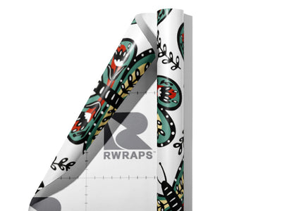 Florally Embedded Bug Wrap Film Sheets~Rwraps Series 914 Florally Embedded Bug Scrolled Sheet~3