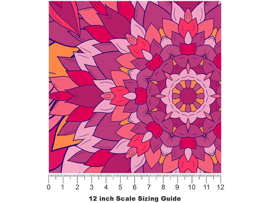 Flower Ball Floral Vinyl Film Pattern Size 12 inch Scale~Rwraps Flower Ball Floral Sizing Chart~2