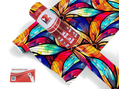 flowers bloom stained glass Craft Vinyl Roll