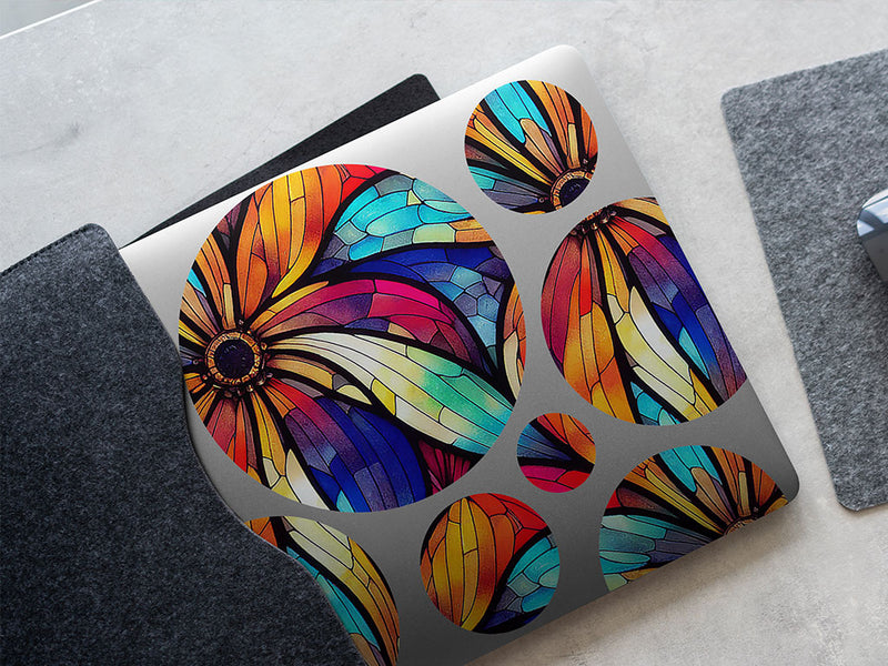 flowers bloom stained glass DIY Laptop Stickers