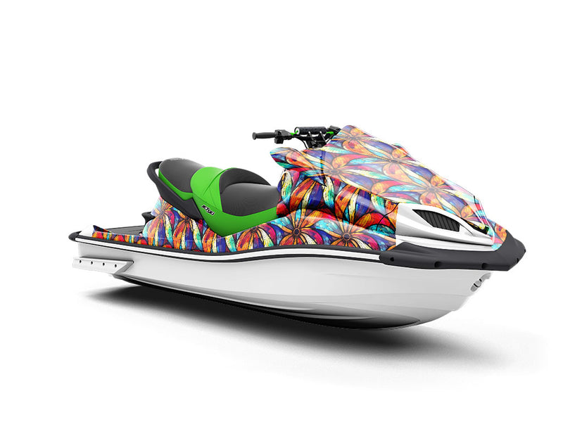 Flowers Bloom Stained Glass Jet Ski Vinyl Customized Wrap
